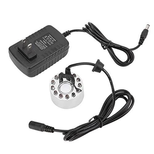 Mist Maker, 12 LED Ultrasonic Reptile Humidifier with Replaceable Atomization Chip, for Fish Tank Fountain Garden Landscape Decor (Plastic + Metal 3)