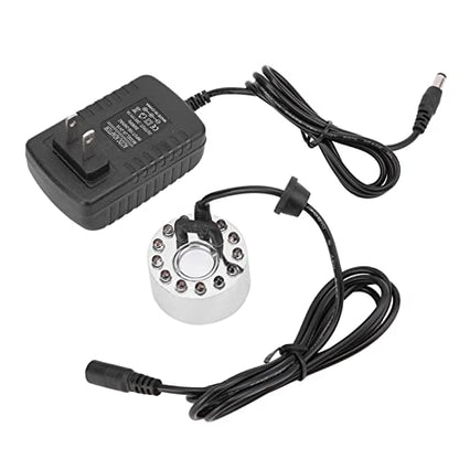 Mist Maker, 12 LED Ultrasonic Reptile Humidifier with Replaceable Atomization Chip, for Fish Tank Fountain Garden Landscape Decor (Plastic + Metal 3)
