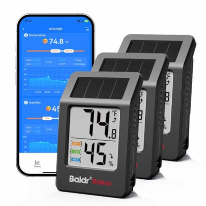 BaldrTherm Room Thermometer Indoor, Humidity Meter, 2026 Upgrade Bluetooth Thermometer with Privacy-Friendly Guest Mode | 250ft Coverage | Real-Time Alerts for Home, Office, Greenhouse