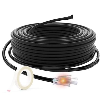 HEATIT JHSF1 2FT Self-Regulating Heating Cable, 120V 5W/ft | Pre-Assembled Heat Tape with Spacers and Clips for Roof De-Icing, Gutter Heating and Pipe Freeze Protection - color: 5W/FT (KIT), style: 2FT