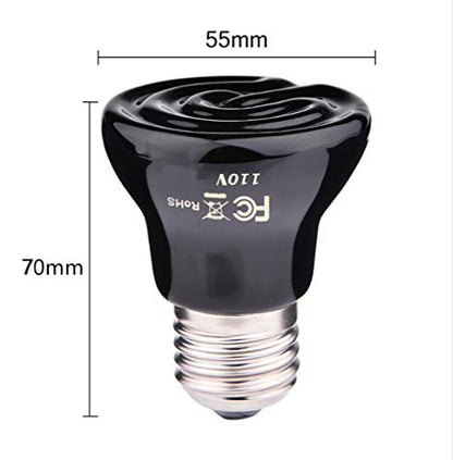 100W Mini Reptile Heat Lamp Bulb E26 Base Non-Light Emitting Infrared Ceramic Heat Emitter for Terrariums Turtles, Lizards, Snakes, and Small Pets 2-Pack