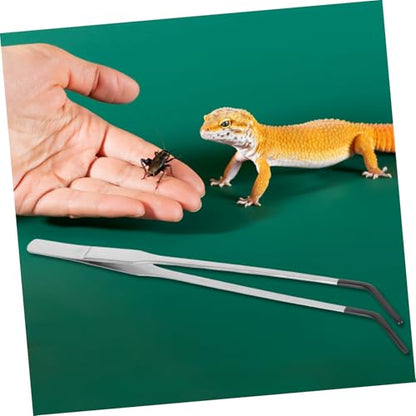 OSALADI 2pcs Aquarium Tweezers Stainless Steel Curved Tongs Long Handle Reptile Snake Feeding Tongs Accessories For Aquatic Plants Lizards