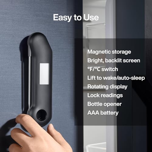 ProfessionaI Meat Thermometer Digital, 3X Faster 0.5 Sec Instant Read, NIST Certified Accuracy ±0.5°F, 100% Waterproof, Auto-Rotating Bright Display, for Candy/Grill/BBQ, Black & Gray - color: Black & Gray