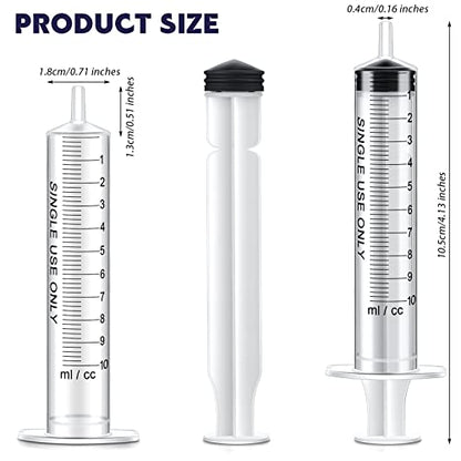 Xuhal 200 Pcs 10 ml/cc Plastic Liquid Measuring Syringes No Needle Clear Small Syringes for Oral, Scientific Labs Measuring Liquids, Feeding Pets, Epoxy Resin, Watering Plants, Oil or Glue Applicator