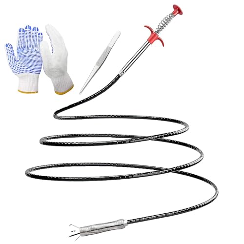Flexible Grabber Claw (4 Claws), Drain Snake with Tweezers, Bendable Hose Grabber Reacher Tool, Retractable Drain Clog Remover Tool, Pickup Tool for Bath Tub, Toilet, Kitchen Sink & Sewer (63 inches) - color: 63 inches