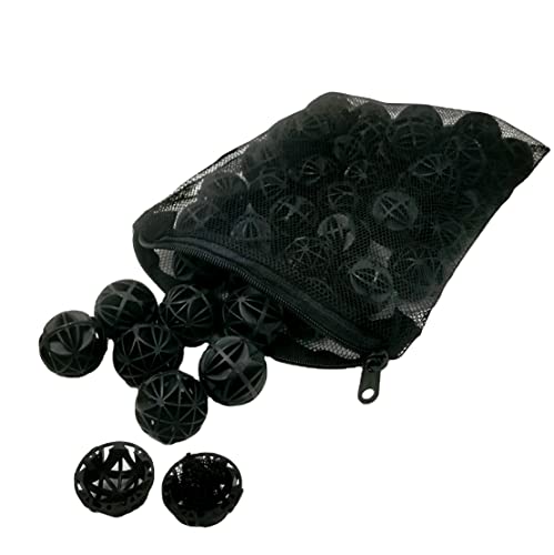 CNZ® 50pcs Black Aquarium Fish Tank Filter Bio-Balls Filtration Media, 1-inch (1-Pack)