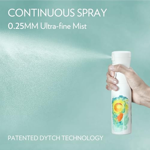 FLAIROSOL InspireArt, Continuous Spray Bottle - Ultra Fine Mist Water Sprayer for Hairstyling, Cleaning, Arts & Crafts, Versatile Spray Bottle, Patented Technology, 6.8 OZ (White Bottle, Green Print)
