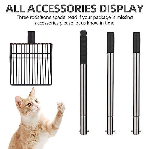 PUPTECK Fast Sifting Cat Litter Scoop - Long Handle Chicken Poop Scooper with Deep Shovel, Heavy Duty & Non-Stick Kitty Metal Litter Sifter, Chicken Coop Accessories