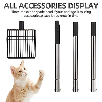 PUPTECK Fast Sifting Cat Litter Scoop - Long Handle Chicken Poop Scooper with Deep Shovel, Heavy Duty & Non-Stick Kitty Metal Litter Sifter, Chicken Coop Accessories