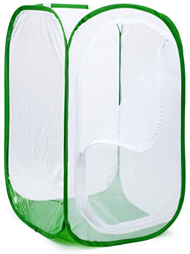5 Feet Extra Large Monarch Butterfly Habitat, Giant Collapsible Insect Mesh Cage Terrarium Pop-up (White + Green, 35 x 35 x 59 Inches) - size: 35 x 35 x 59 Inches