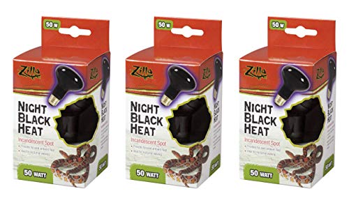 Zilla 3 Pack of Night Black Heat Incandescent Spot Bulbs, 50 Watts, Reptile Night Heat Lamps