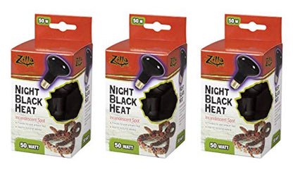 Zilla 3 Pack of Night Black Heat Incandescent Spot Bulbs, 50 Watts, Reptile Night Heat Lamps