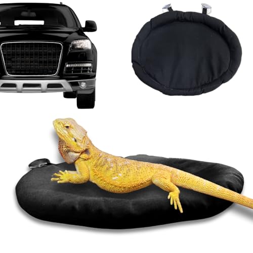 Bearded Dragon Bed Soft Mat with Suction Cup Bearded Dragon Sleep Cushion Washable for Travel Reptile Tank Accessories Small Animal Carrier for Lizard Leopard Gecko (Black)