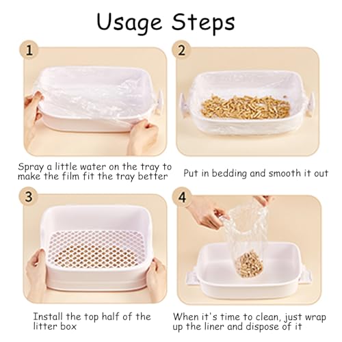 Disposable Plastic Rabbit Cage Liner Guinea Pig Litter Box Liner Small Animal Litter Pan Bags Leak Proof Toilet Film for Bunny Chinchilla Hedgehog Bird - size: Small