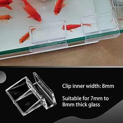 16 PCS 8mm Acrylic Aquarium Cover Clip, Clear | Fish Tank Glass Cover Clip, Support Holder, Universal Lid Clips, For Rimless Aquariums