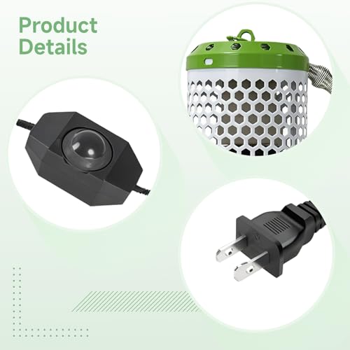 Adjustable Switch Infrared Bulb Ceramic Heat Lamp Reptiles, No-Light Lamp Heat Night, Metal Housing Safe, for Birds Small Pets Snakes Lizards Turtles