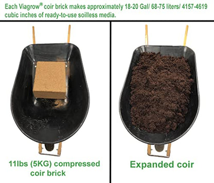 Viagrow® 5 kg (11 lb.) Buffered Compressed Coconut Coir Premium Grow Media (1-Pack) / A Product of The Harvest Company™ - color: Buffered 5KG, size: 1 Pack