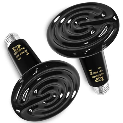 Ceramic Heat Emitter, 75W Reptile Heat Lamp, No Light Emitting Heat Bulb for Lizards Bearded Dragons Snakes Turtles and Chickens, 2 Pack - size: 75