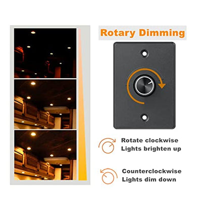 12V Light Dimmer, RV Boat Dimmer Switch High Side PWM Rotary Dimming Switch for Camper Van Travel Trailer Truck Lighting Fixtures, Strip Lights, Puck Lights, Awning Lights - color: 4A, 3 wire