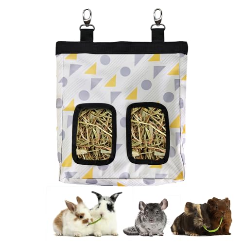 Guinea Pig Hay Feeder, Hanging Rabbit Hay Feeder Bag for Guinea Pigs Bunnies Chinchillas. Triangle - color: Triangle