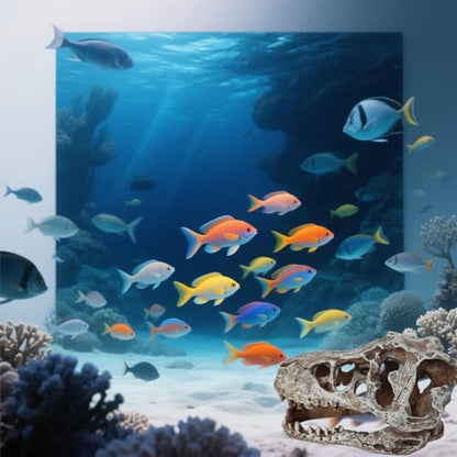 Aquarium Decoration Skull Dinosaur Head, Resin T-rex Skull Skeleton Ornament, Fish Tank Hollow Reptiles Hideout Statue Decor, Artificial Tyrannosaur Sculpture for Home Bar Office Desktop Decoration