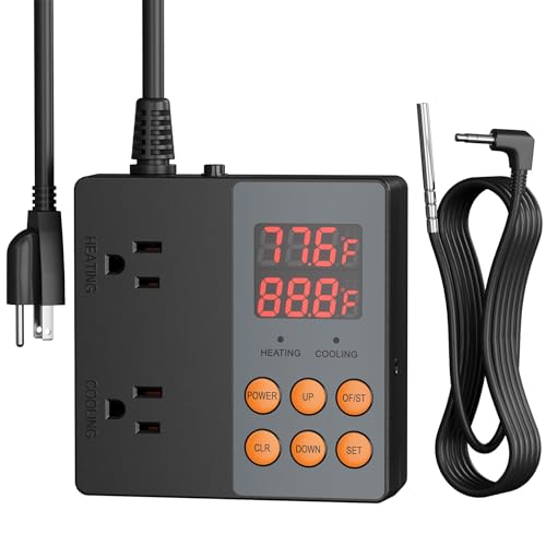 BN-LINK Smart WiFi Digital Temperature Controller Heating Cooling, Works with Alexa and Google Home. For Reptiles Aquarium Carboy Homebrew Breeding Fermenter Seed Germination °C/°F -40-176°F 15A/1875W - style: T9 WIFI