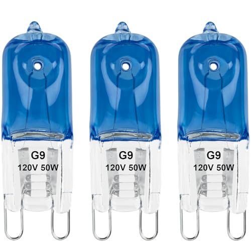 G9 Heat Lamp Bulbs for Reptile,Day Blue, Mini Halogen Bulb 50W, Infrared Reptile Heat Lamp for Bearded Dragon Gecko Turtle Lizard, Pack of 3 - size: 50W-3Pcs