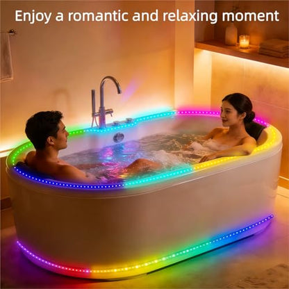 12V RGB+IC Dream Color Chasing Aquarium LED Strip Lights, 16.4FT APP & Remote Control IP68 Fully Waterproof Fish Tank Led Strip Light for RV, Marine, Deck Patio, Pool, Pond, Balcony - size: 16.4FT