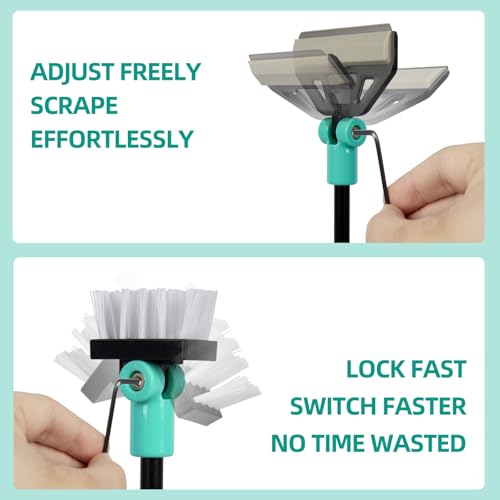 UPETTOOLS Aquarium Algae Scraper, Stainless Steel Glass Cleaner | 5 Stainless Blades, Adjustable Head, Safe for Glass, Ergonomic Handle, 19.7"
