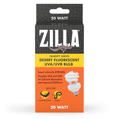 Zilla Canopy Series Fluorescent UVB/UVA Bulbs Desert 20 W, 3.875 IN, White - size: 3.875 in, style: Desert