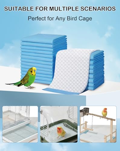 Disposable Bird Cage Liner Birds Cage Liners Super Absorbent Birdcage Liners Parakeet Cage Training Accessories with Quick-Dry Surface for Cockatiels Canaries Parrots - size: 40 pcs