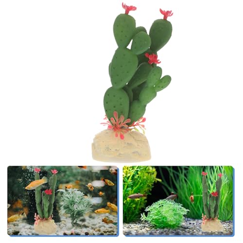 Aquarium Plant Adornment Lifelike Plastic Cactus Decor Simulation Succulent for Fish Tank Decoration and Reptile Terrarium
