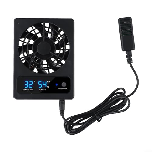 Reptile Enclosure Ventilation Fan, Automatic Humidity Control & Quiet Air-Circulation For Rainforest Terrarium, Smart Cooling System With Display(Fahrenheit) - color: Fahrenheit
