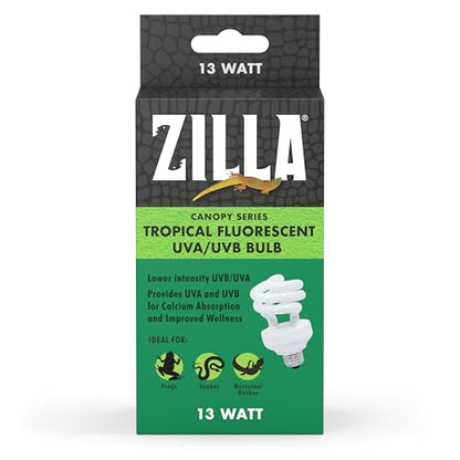 Zilla Canopy Series Fluorescent UVB/UVA Bulbs Tropical 13 W,White, 3.875 in - size: 3.875 in, style: Tropical