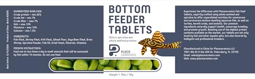 Plecoceramics Bottom Feeder Tablets Universal Fish Food for Aquarium Fish, Turtles, Goldfish, Catfish - Spirulina Protein Wafers (1.76 oz / 50 gr)