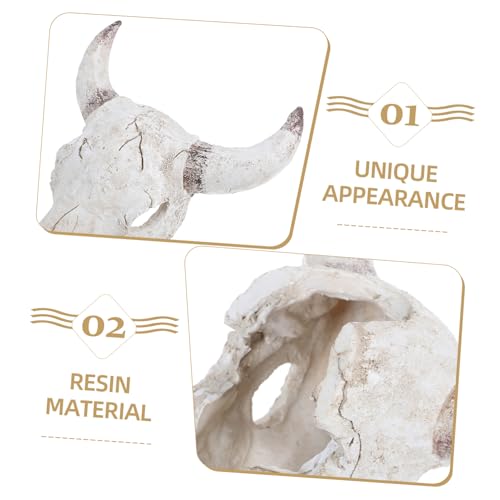 Turtle Habitat Decor Resin Bull Skull Snake Tank Accessories Hideout Cave Fish Aquarium