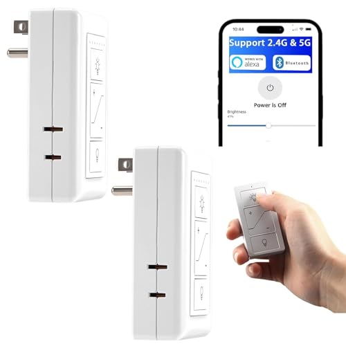 Plug in Lamp Dimmer with Remote, Digital Dimmer Light Switch for Dimmable Incandescent/Halogen and LED/CFL - style: Plug in Dimmer 2 Pack