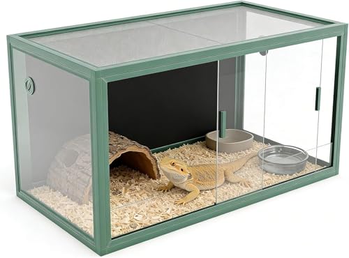 120 Gallon Reptile Terrarium, Large Front Opening Reptile Enclosure for Bearded Dragon, Snake & Tortoise, Heavy-Duty Screen Top Ventilation, Professional 48"X24"X24" Habitat, Easy Assembly, Green