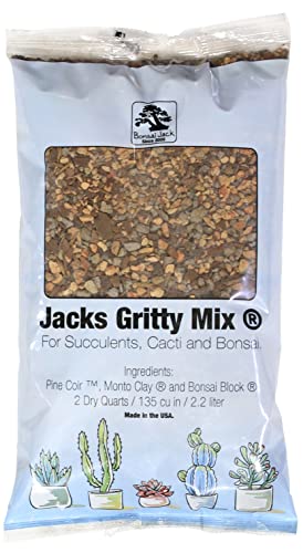 Bonsai Jack Succulent, Cactus and Bonsai Soil - Jacks Gritty Mix - 2 Quarts – Fast Draining – Fight Root Rot – Optimized pH - size: 1/2 Gallon (2 Dry Quarts)