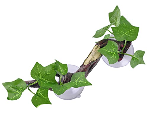 IBWell Resin Reptile Corner Branch Terrarium Plant Decoration with Suction Cup for Amphibian Lizard Snake Climbing Ornament - style: vine branch