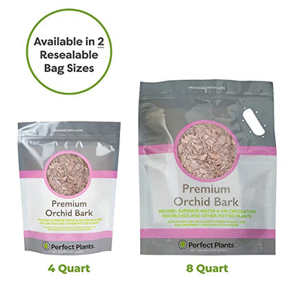 Perfect Plants Premium Orchid Bark 8qt. | Mulch Mix for Epiphytic Plants | Base for Orchid Potting Soil Substrate - size: 8qts.