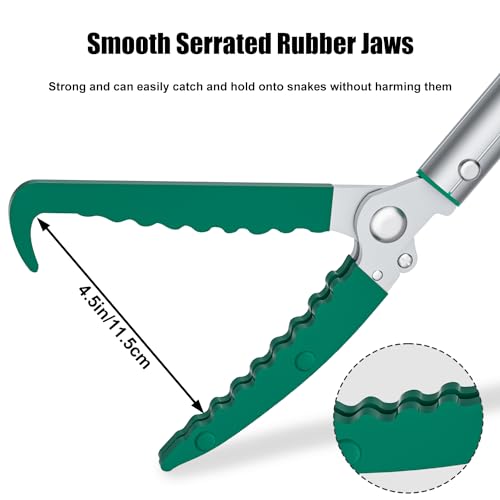 92" Extendable Snake Grabber Reptile Tongs Rattle Snake Catcher Wide Jaw Handling Tool with Lock and Comfortable Grip - size: 92 inch