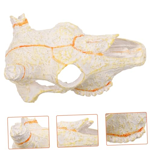 VICASKY Reptile Skull Hideout for Fish Tank Unique Resin Decoration for Aquariums and Terrariums Durable Faux Animal Skull Molding for Pet Reptiles