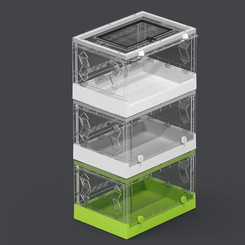 Large Portable Reptile Tank with Multi-Observation Perspective Foldable and Bottom Pulley, Ideal Habitat for Gecko, Frog, Spider and so on (Green Extra Large) | Multi-Observation Perspective, Foldable, Bottom Pulley, Ideal for Gecko, Frog, Spider - color: