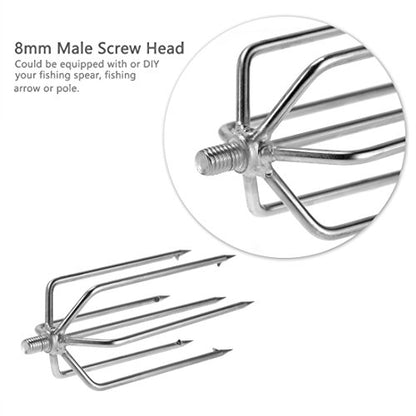 Cyfie 5/7 Prong Fishing Harpoon, Stainless Steel Gig Gaff Hook with 8mm Screw, Harpoon Hook for Hunting Fish Flounder Frog Gig in Pond River Lake, Capable for Fishing Gaff Gig Pole - color: 7 Prong with 8mm screw