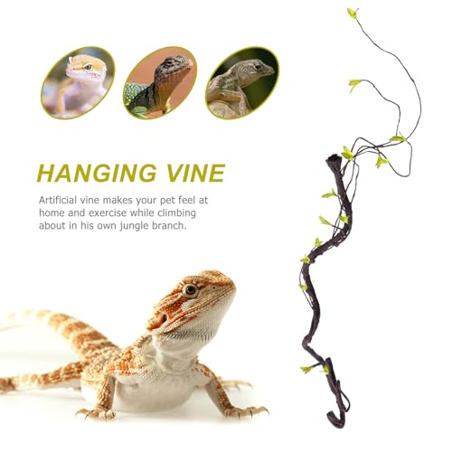 ABOOFAN Simulation Rattan Vine Climbing Plant 100cm Fake Hanging Plastic Vines Bendable Terrarium Decor for Reptile Habitat and Pet Enclosure