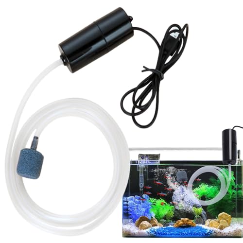 Mini Water Pump Submersible - Noiseless Submersible Water Pump with Stable Air Release | 5V Fish Charging Fishing Oxygenator USB Meet Oxygen Demand for Fishing Carrying Seafood - color: Black