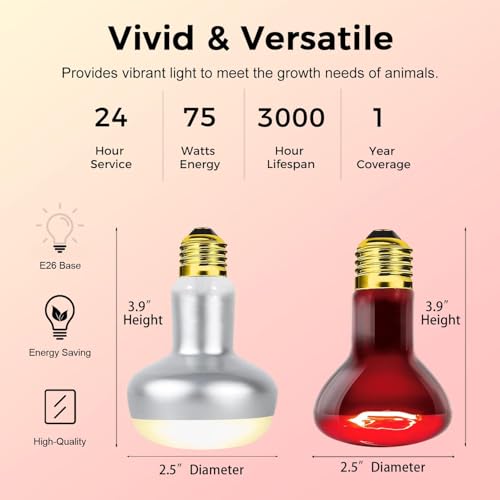 Reptile Infrared Heat Lamp Bulb 75W, 2-in-1 Day & Night Combo, Infrared Heat Lamp & UVA Sunlight Heating Lamp for Reptile Terrariums - style: Day & Night Heat Lamp 75W