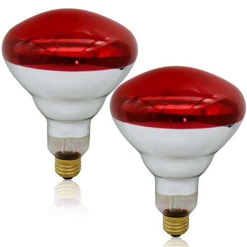 Infrared Lamps 250 Watts Heat Lamp Bulbs, R40 Brooder for Chickens, Infrared Reflector Heat Bulb for Brooder Coop Heater, Incandescent Heating Light Bulb for Food, Pet, Bathroom, Light Therapy, 2 Pack