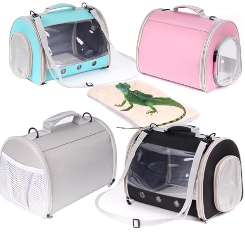 Bearded Dragon Travel Carrier Backpack,Lizard Backpack Carrier,Space Capsule Clear Bubble Window Astronaut Reptile Carrier Backpack for Guinea Pig,Sugar Glider,Bunny (Grey, TPU Carrier+MAT) - color: Grey